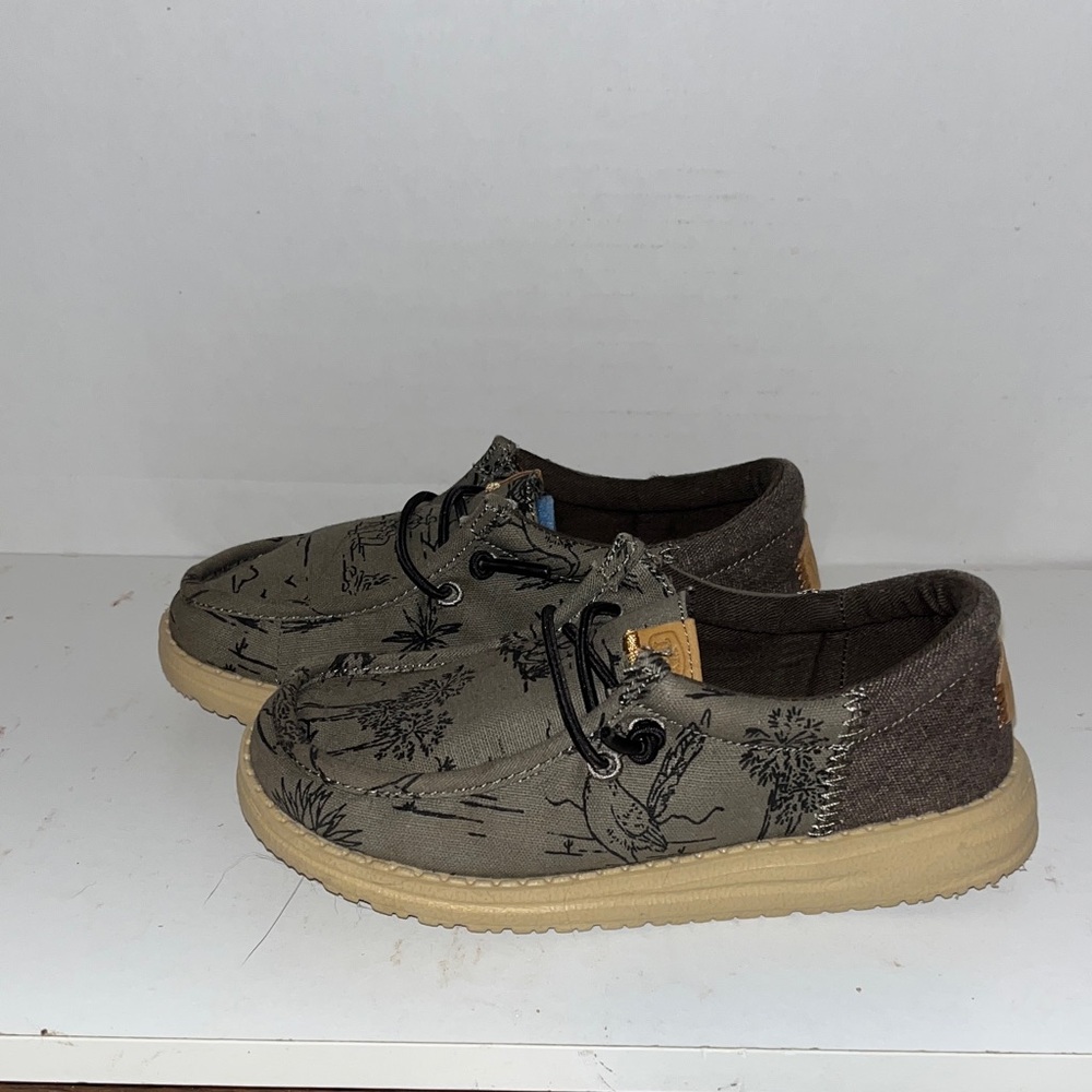 Kids Hey Dude Casual Shoes in Olive and Tan